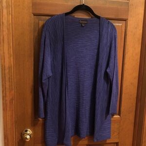 Apropos Open-Front Ribbed Long Cardigan - Royal Blue